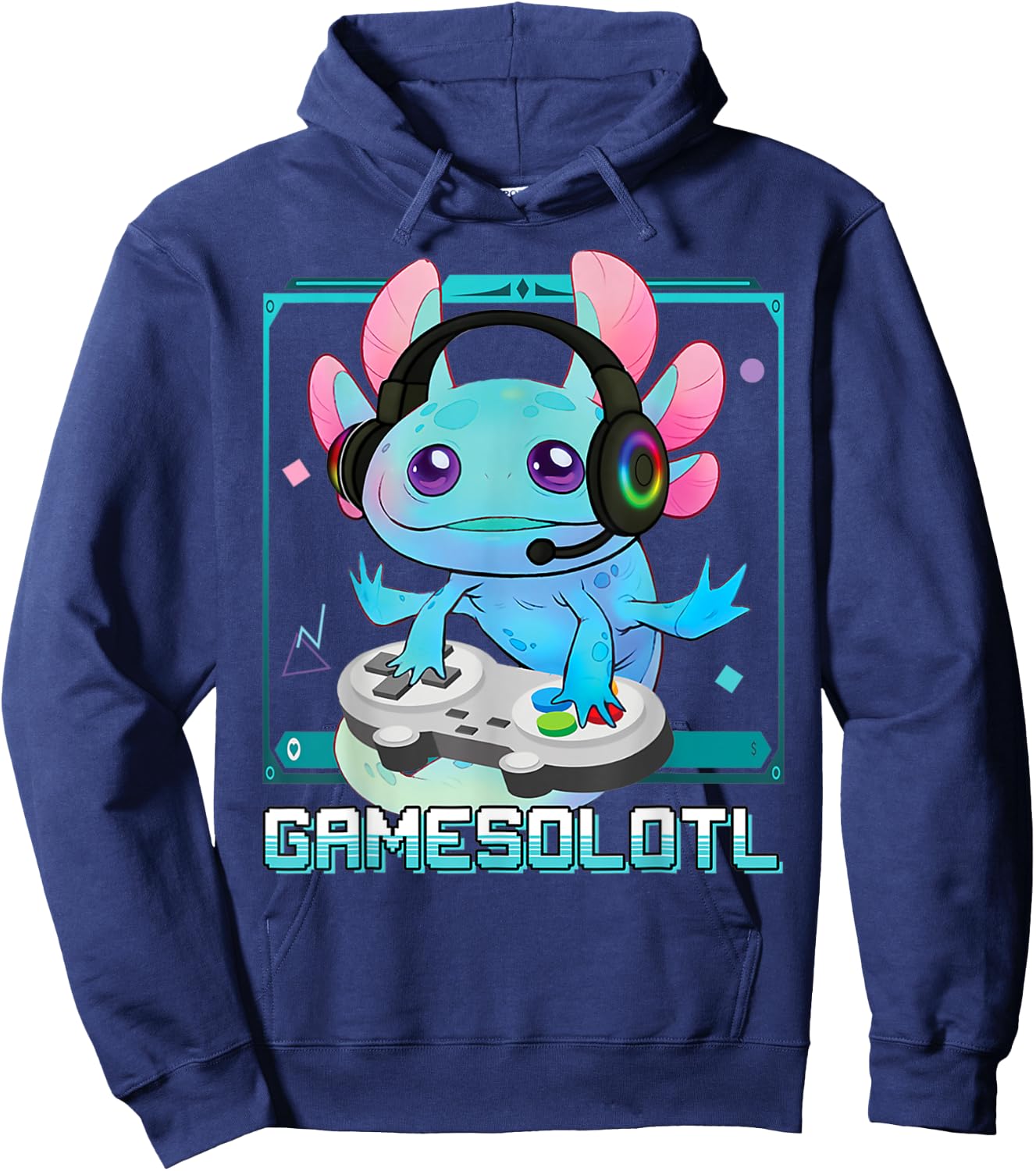Gamesolotl Axolotl Video Gamer Kawaii Pastel Goth Cute Anime Hoodie - Hoodie | Navy