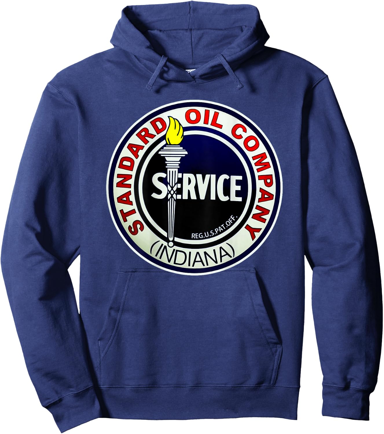 Back Print Only Retro Vintage Gas Station Standard Motor Oil Hoodie - Hoodie | Navy