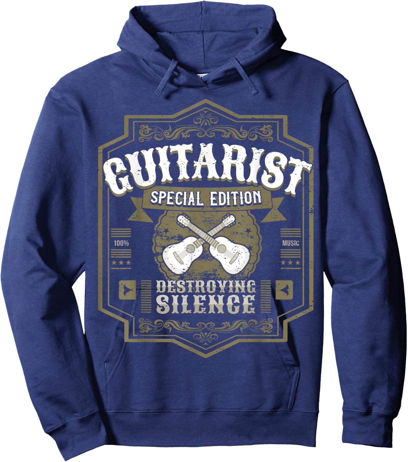 Guitarist Guitar Player Design I Destroying Silence Vintage Hoodie - Hoodie | Navy