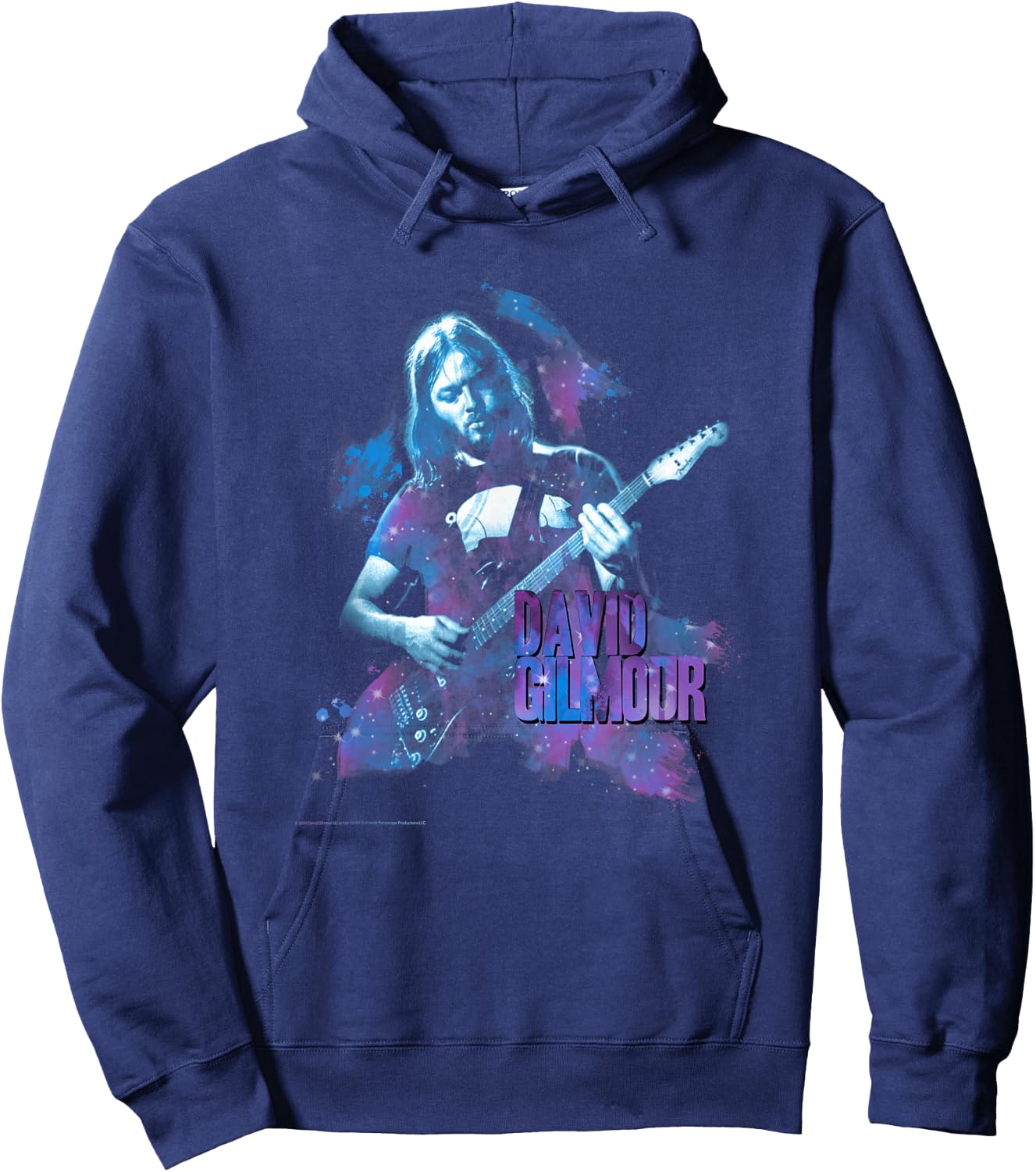 David Glimour Portrait with Guitar Colorful , Black, S Hoodie - Hoodie | Navy