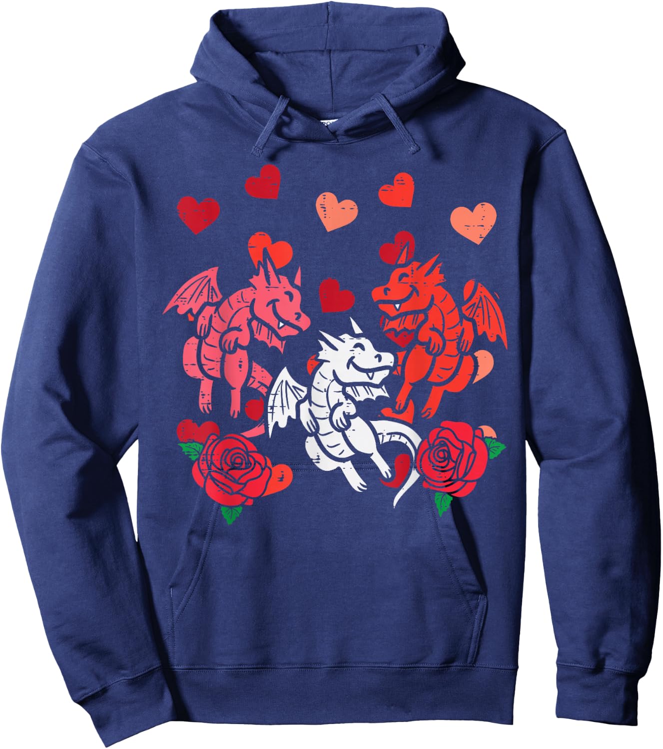 Valentines Day Dragons Hearts Funny Women Girls Kids Toddler Hoodie - Hoodie | Navy
