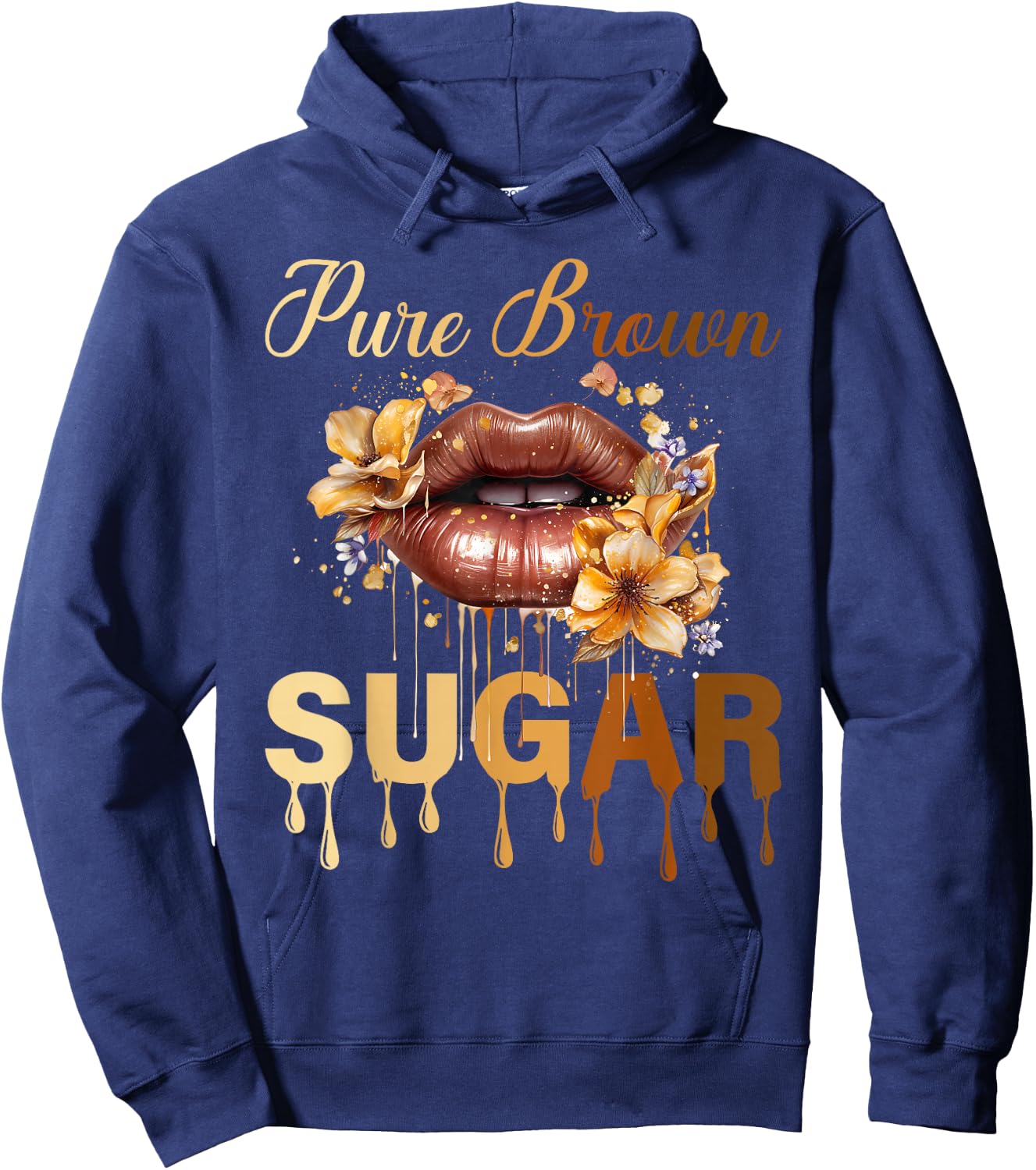 Pure Brown Sugar Proud Black History Lips Queen African Hoodie - Hoodie | Navy