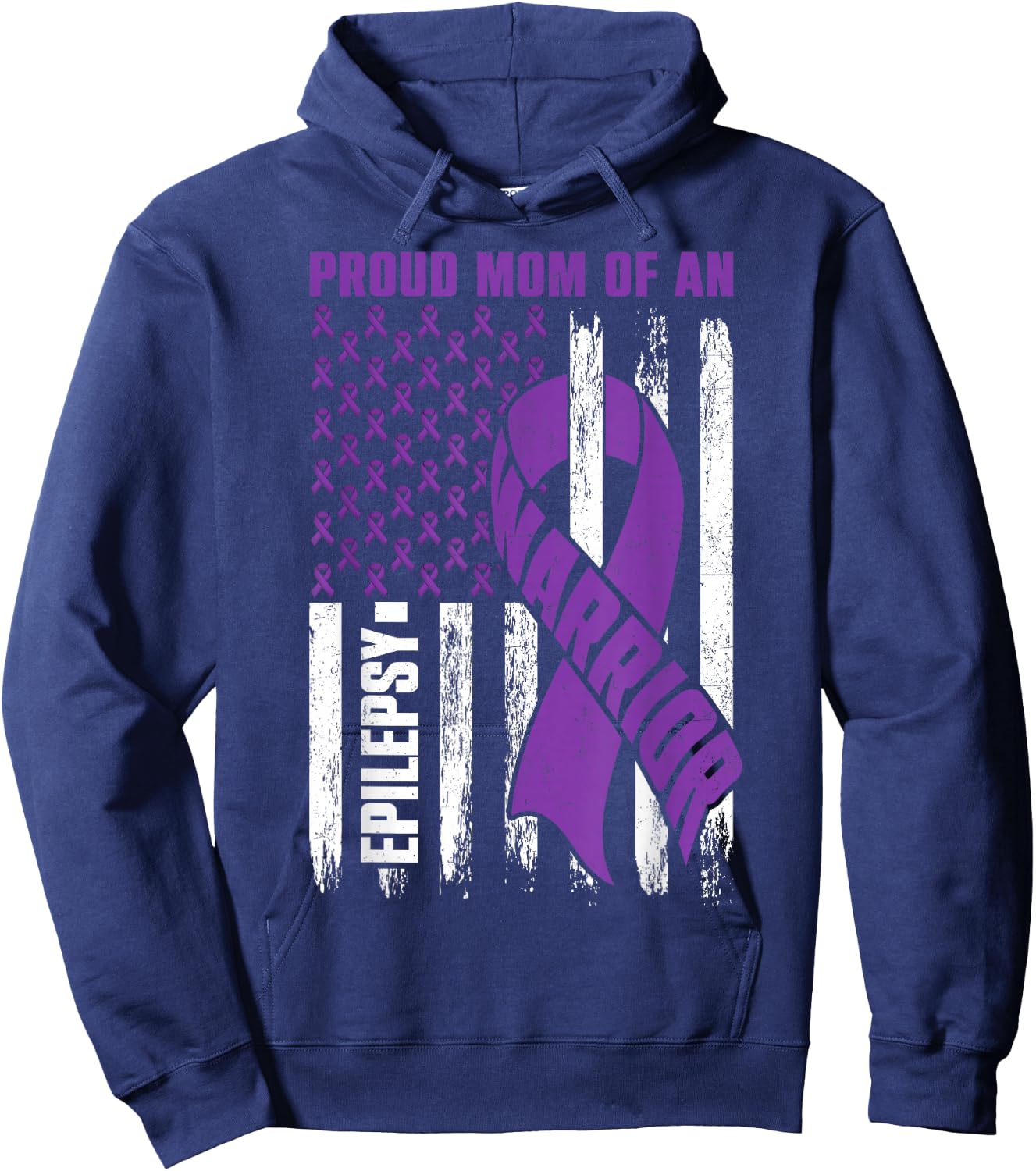 Proud Mom of an Epilepsy Warrior Epilepsy Awareness Hoodie - Hoodie | Navy