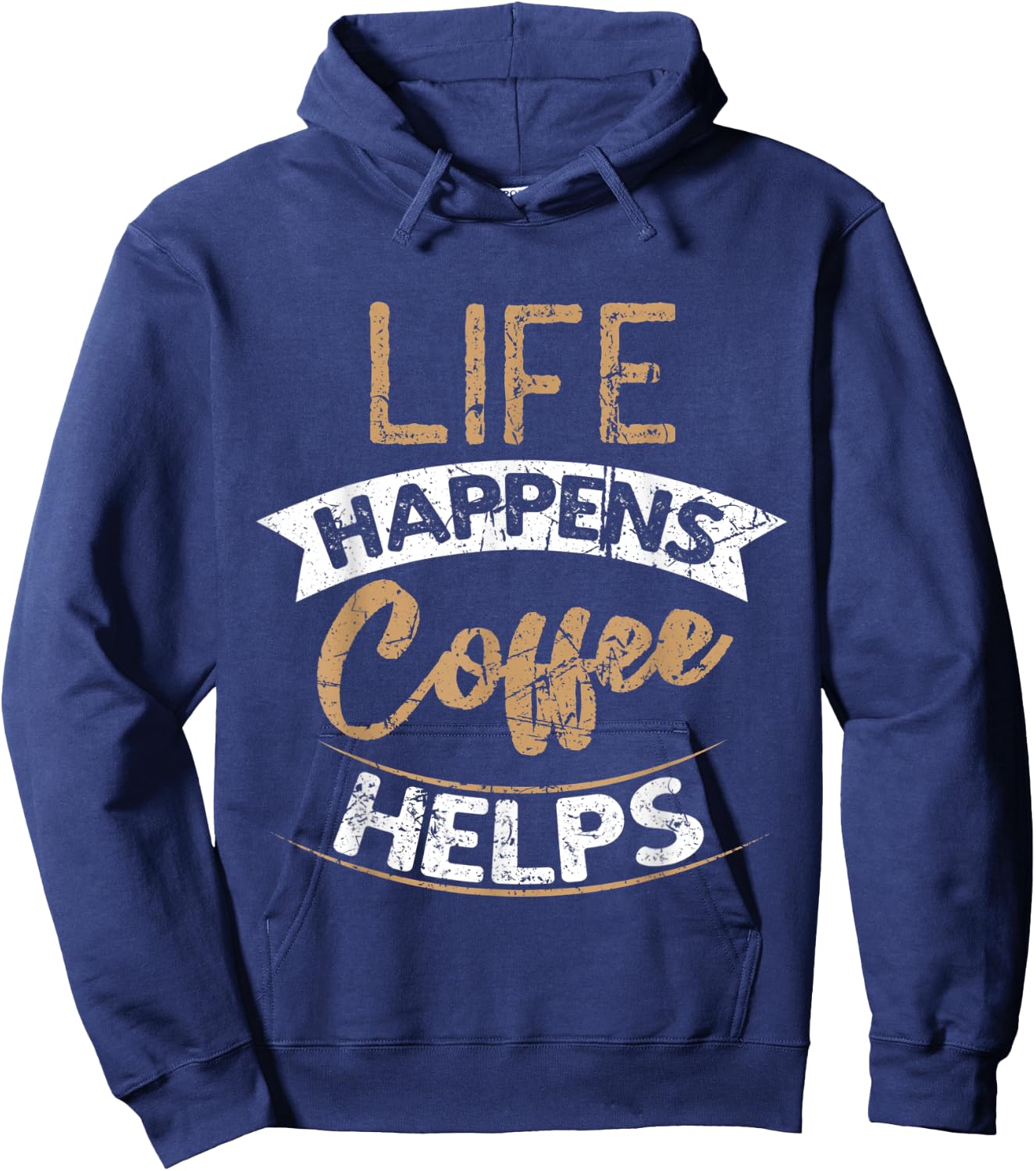 Life Happens Coffee Helps Grunge Women Barista Hoodie - Hoodie | Navy