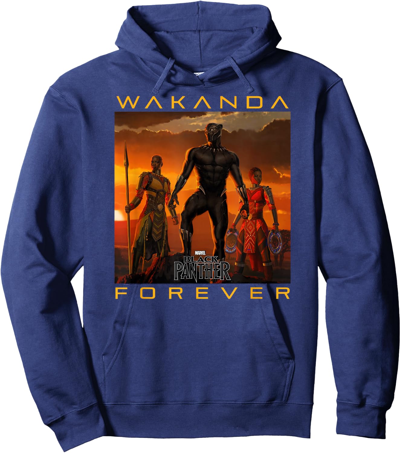 Marvel Black Panther Movie Wakanda Forever Small Hoodie - Hoodie | Navy