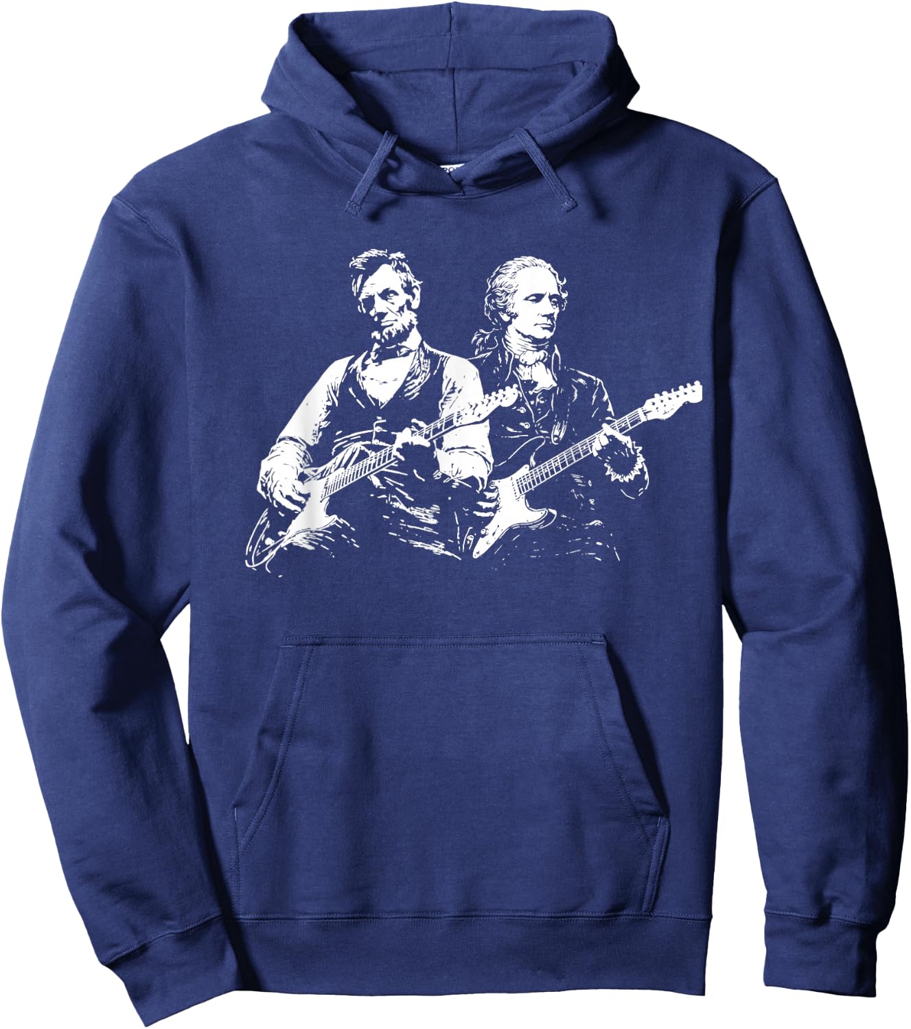 President Abraham Lincoln Alexander Hamilton Playing Guitar Hoodie - Hoodie | Navy