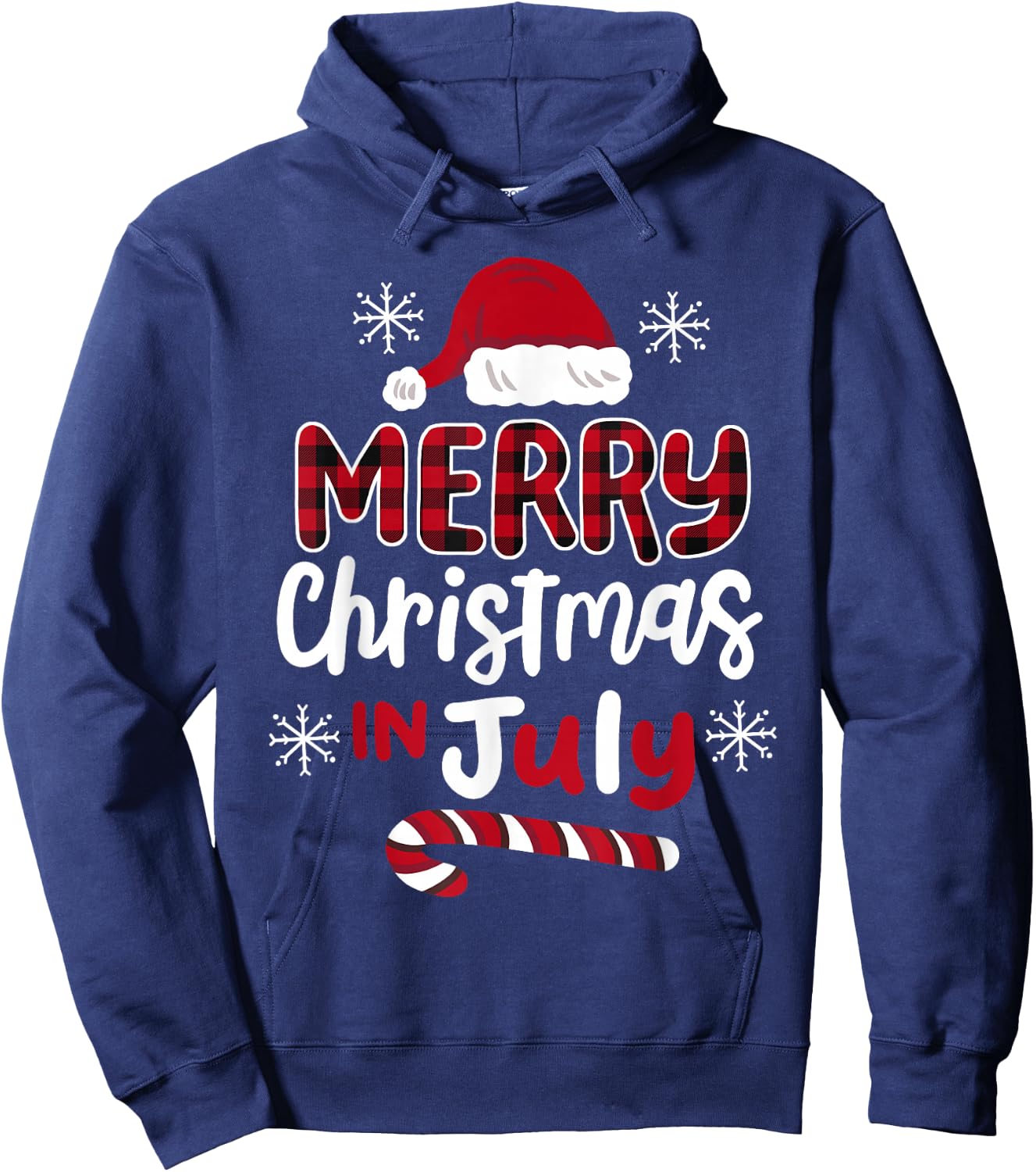 Merry Christmas in July Buffalo Plaid Men Women Kids Hoodie - Hoodie | Navy