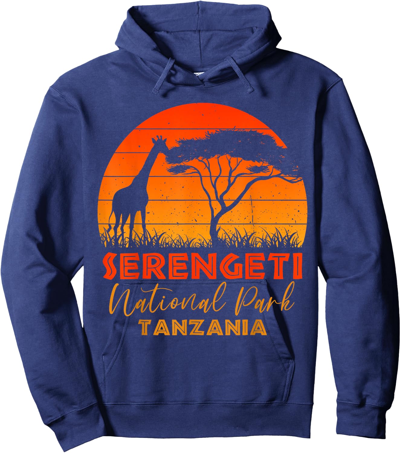 Serengeti National Park Tanzania Giraffe Safari Retro Hoodie - Hoodie | Navy