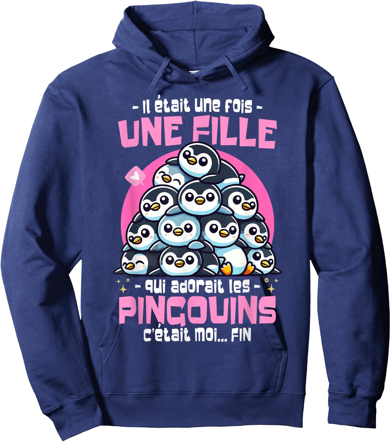 Penguin Was Once Upon a Time Woman Girl Loves Penguins , Black, S Hoodie - Hoodie | Navy