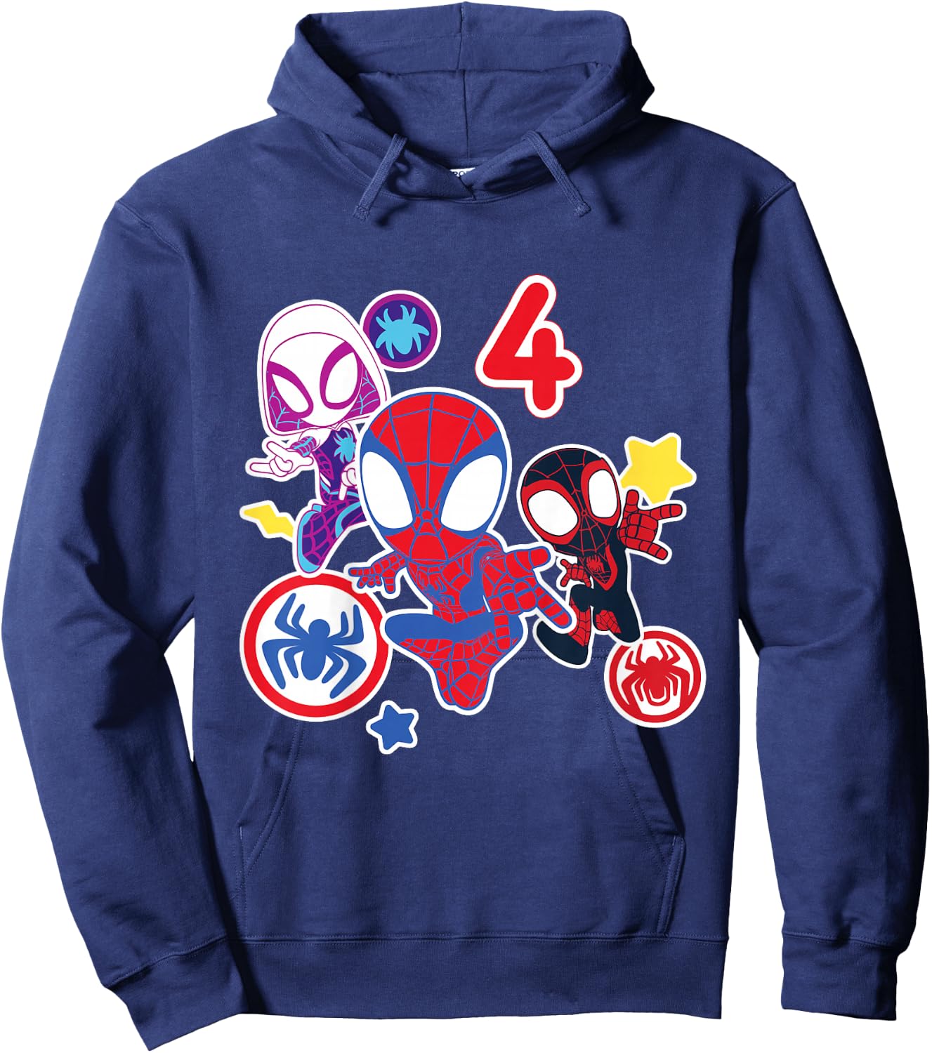 Children's Marvel Spidey and His Amazing Friends 4 Year Old Birthday , black Hoodie - Hoodie | Navy