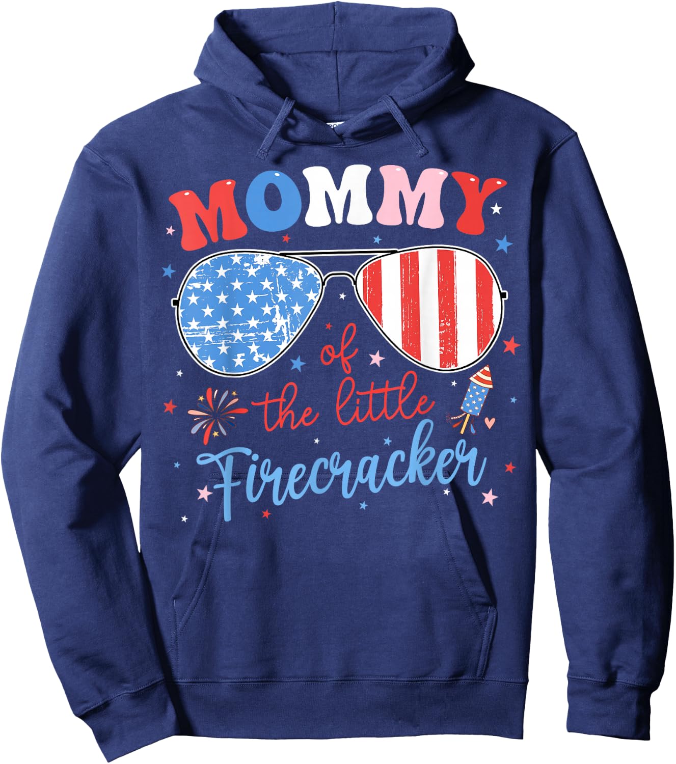 Mommy of The Little Firecracker 4th of July Birthday Family Hoodie - Hoodie | Navy