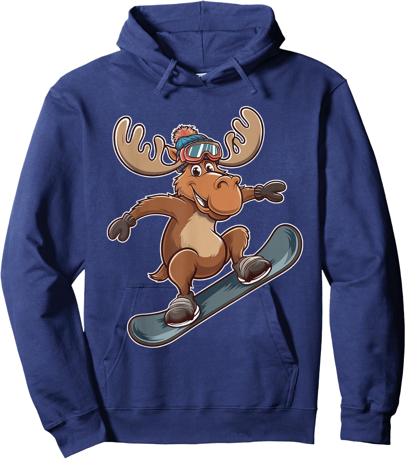 Cool Moose Snowboarding Adventure Graphic Hoodie - Hoodie | Navy