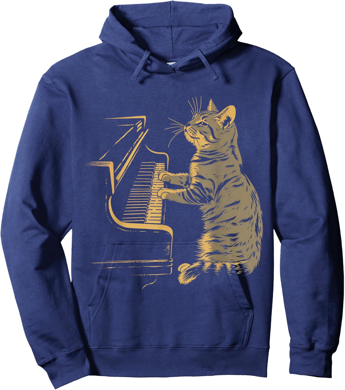 Klavier Katze Lustige Klassische Musik Noten Orchester Pianist Hoodie - Hoodie | Navy