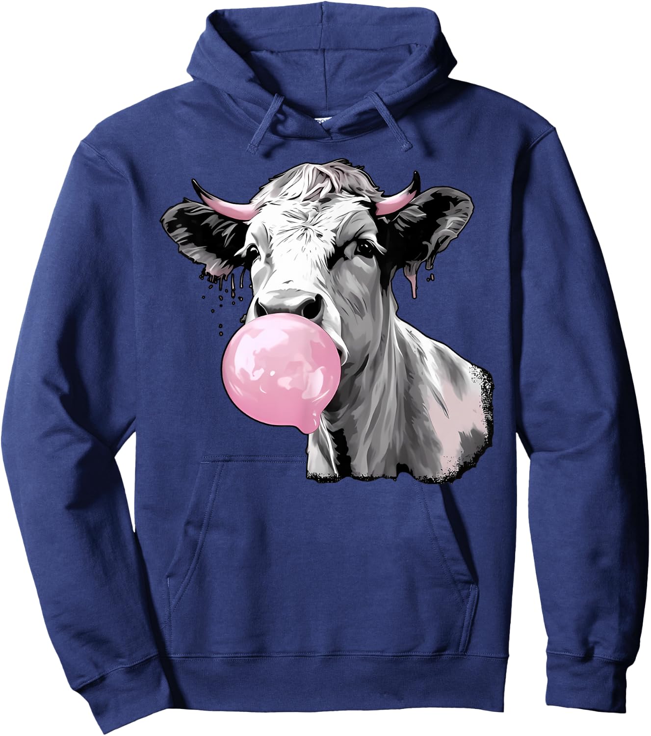 Cow Blowing Bubble Gum Cow Lovers Owners Farmers Hoodie - Hoodie | Navy
