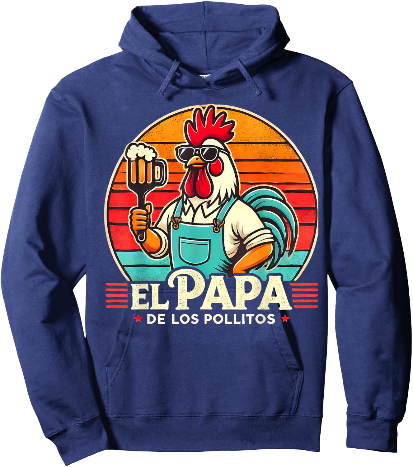 El Papa de lo pollitos funny Rooster Spanish Dia del Padre Hoodie - Hoodie | Navy