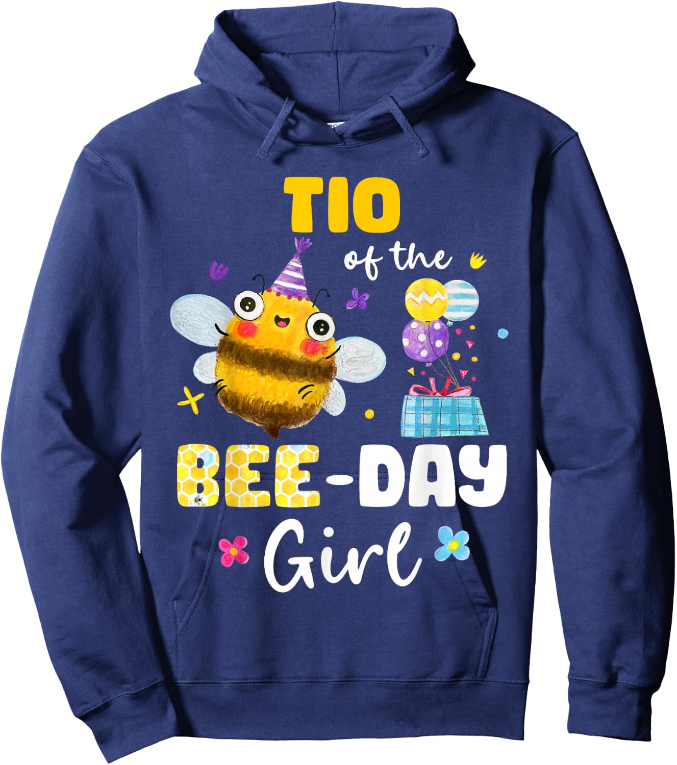 Tio Of Bee-Day Girl Birthday Party Matching Family Hoodie - Hoodie | Navy
