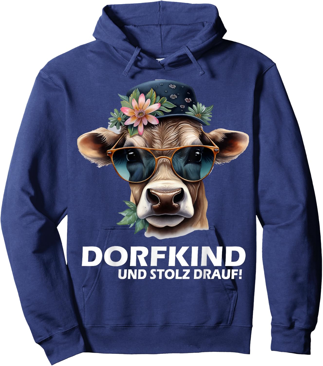 Farmers Cute Cow for Children Village Child Gift Girls , black Hoodie - Hoodie | Navy