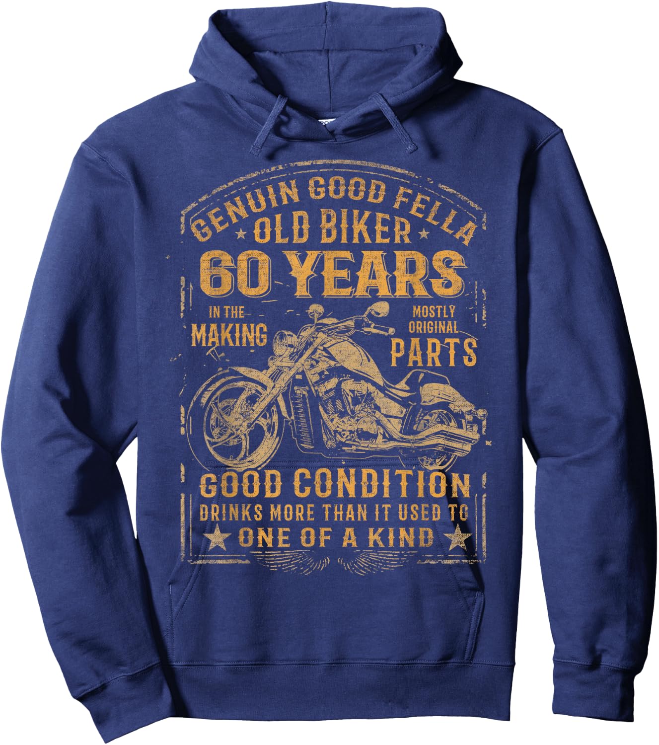 Old Biker 60 Years In The Making 60th Birthday Biker Hoodie - Hoodie | Navy