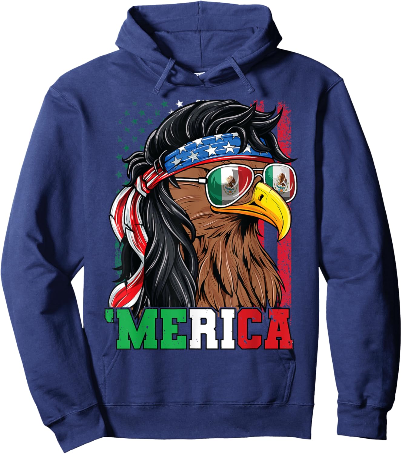 Mexican American Shirt 4th of July Mexican Merica Eagle Hoodie - Hoodie | Navy