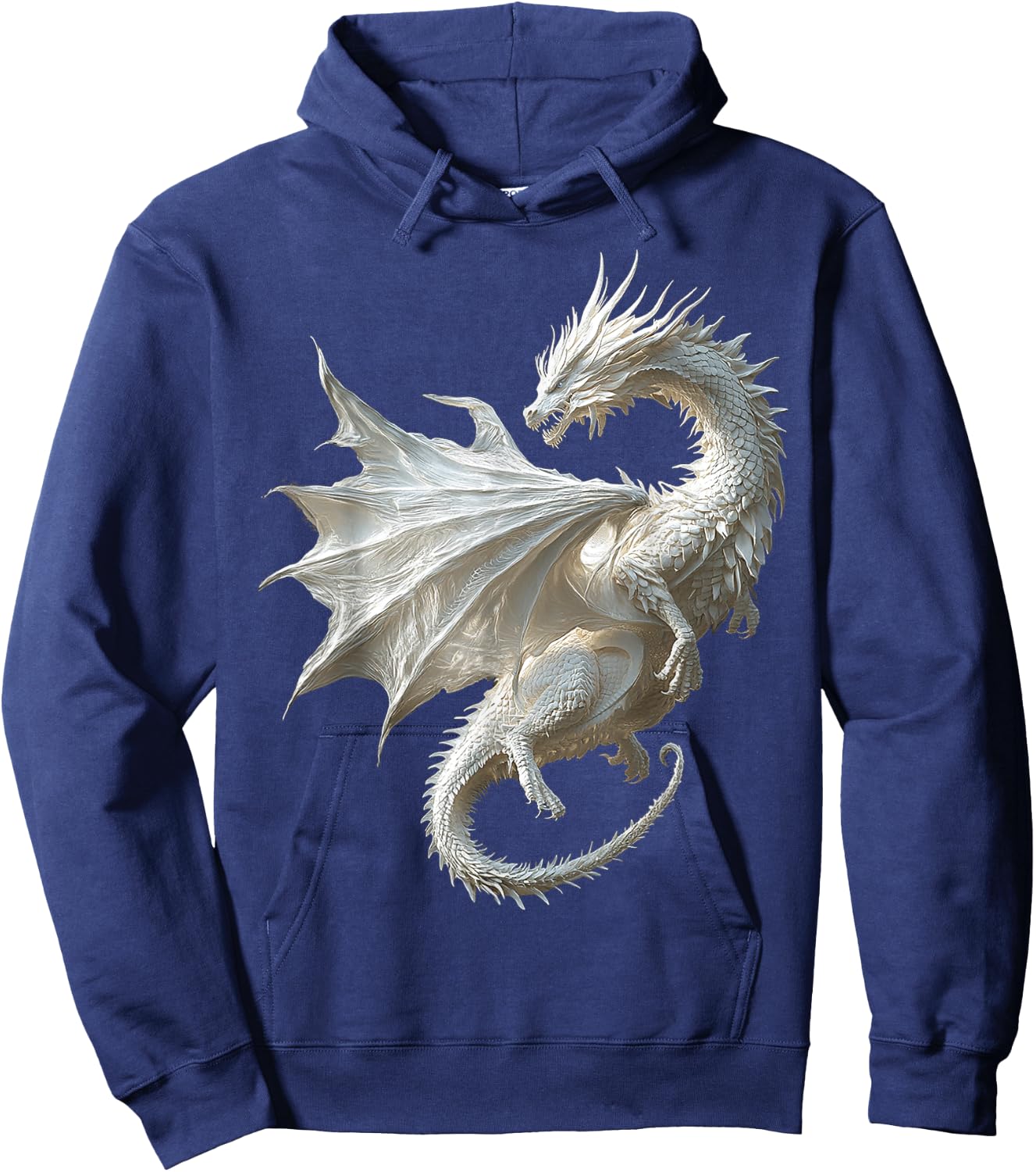 Mythical illustration of the white dragon , Black, S Hoodie - Hoodie | Navy