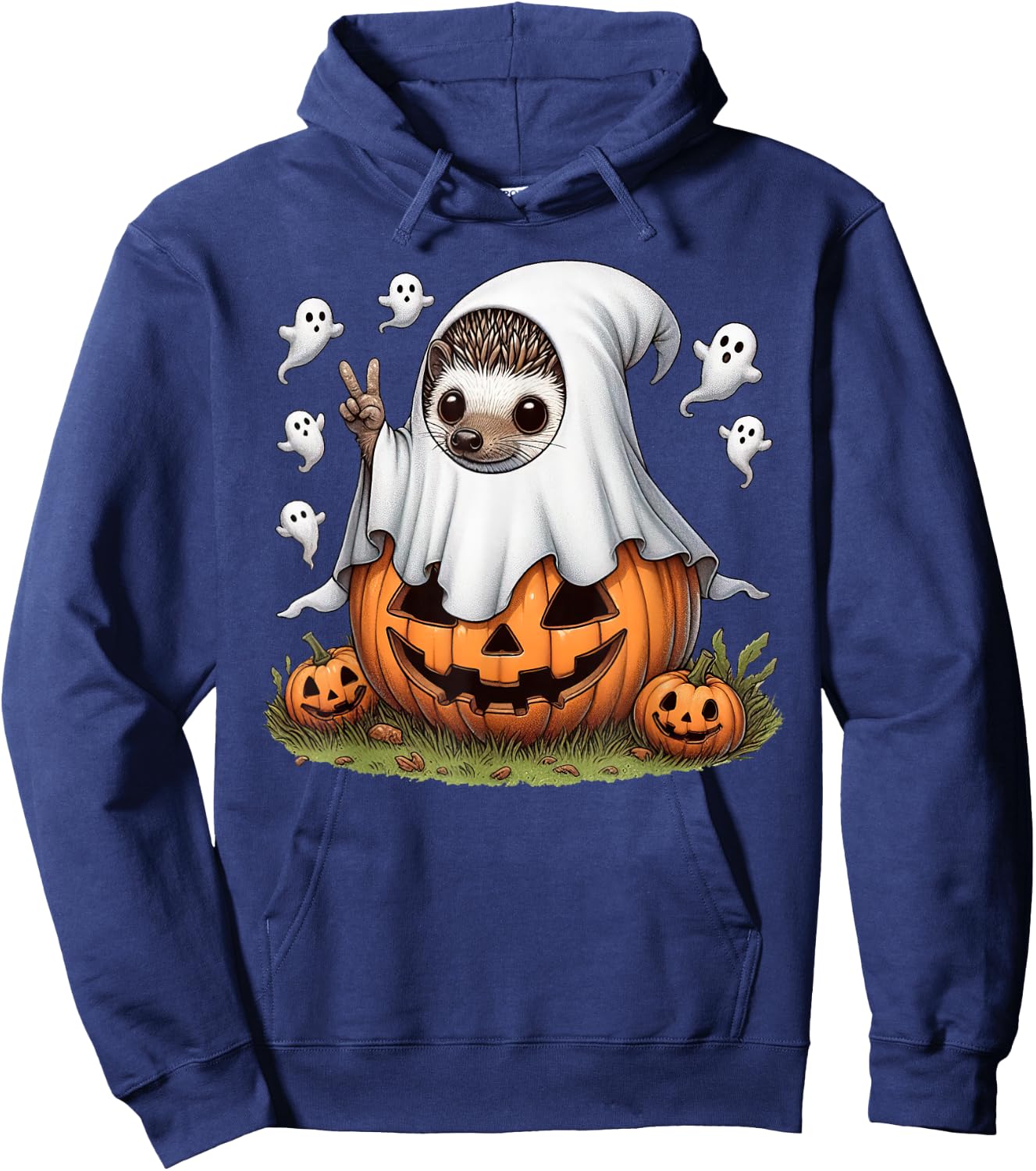 Funny Hedgehog Boo Halloween Ghost Kids Hoodie - Hoodie | Navy