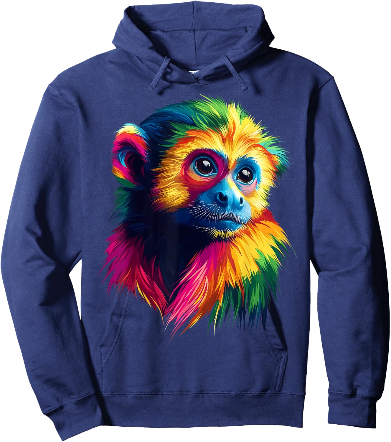 Colorful Capuchin Monkey Cute Rainforest Jungle Animal Black Hoodie - Hoodie | Navy