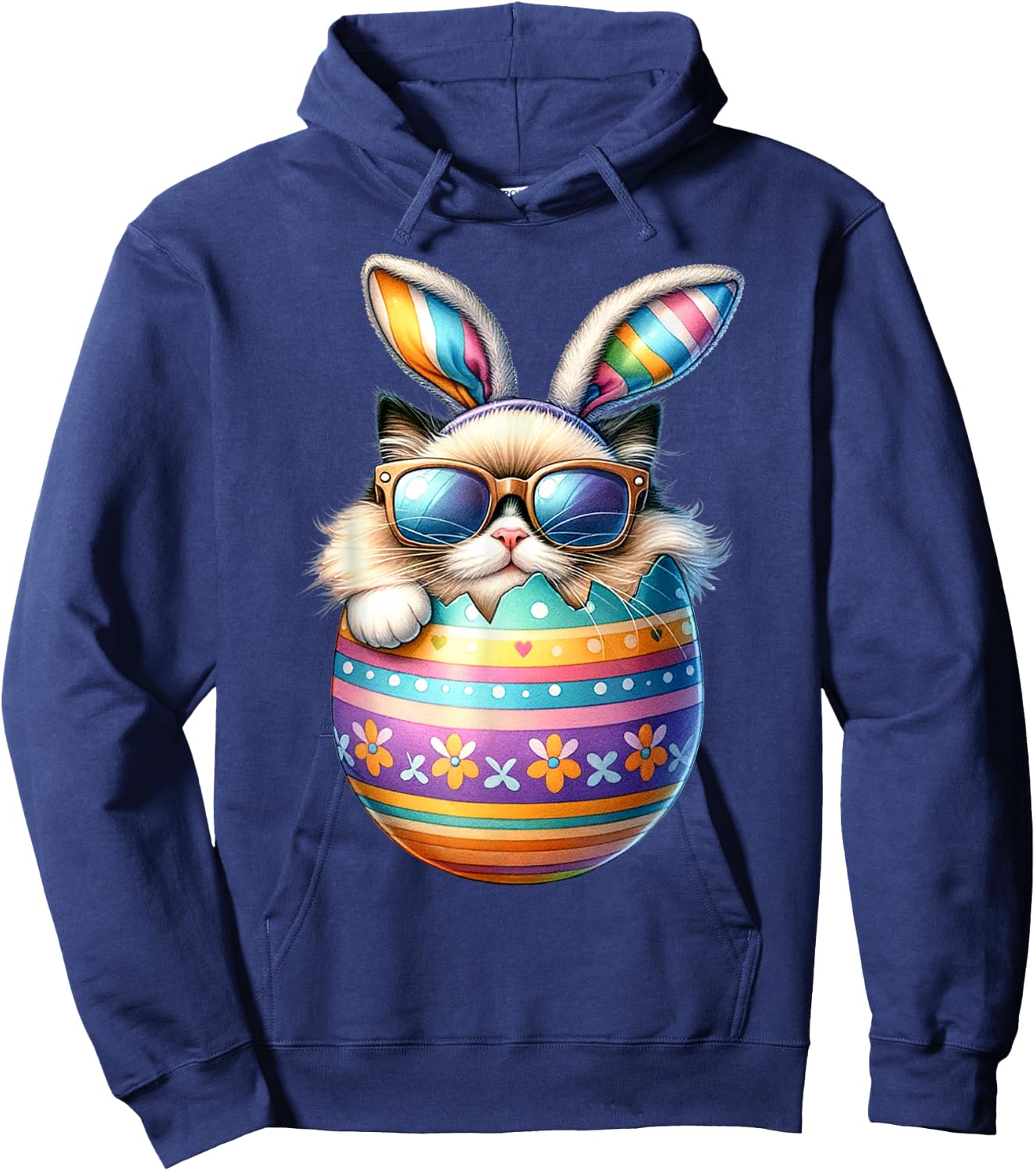 Ragdoll Cat Lover Easter Egg Happy Easter Bunny Ears Hoodie - Hoodie | Navy