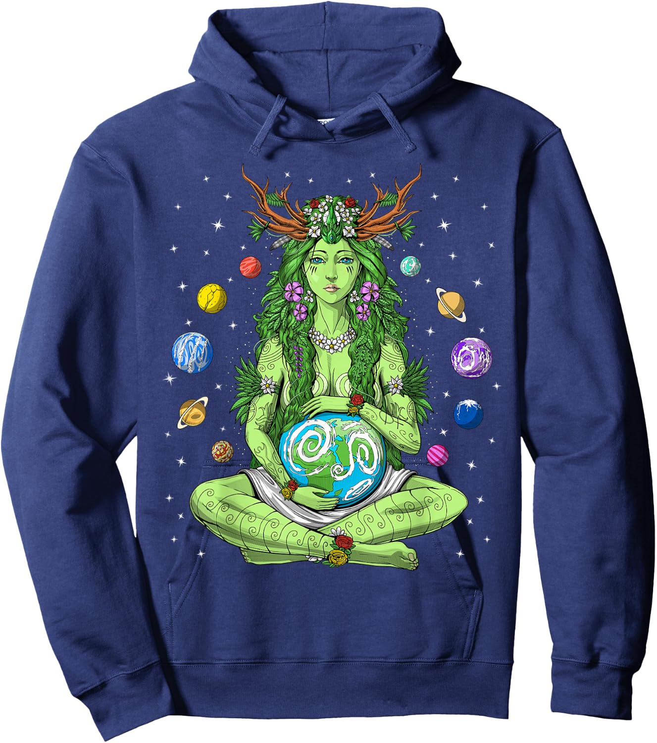 Gaia Greek Goddess Pagan Mother Earth Hippie Nature Witchy Hoodie - Hoodie | Navy