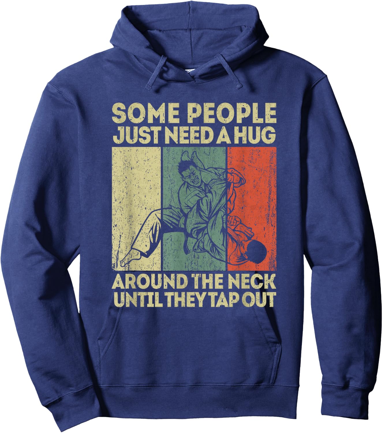 Some People Just Need A Hug Vintage BJJ Brazilian Jiu Jitsu Hoodie - Hoodie | Navy