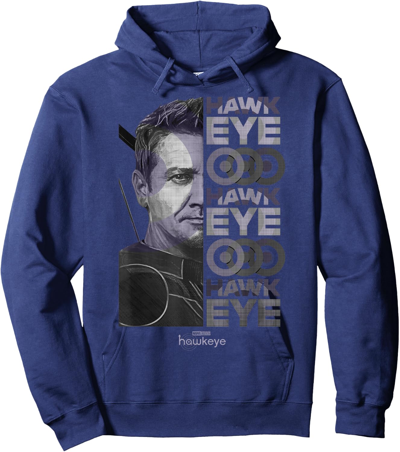 Marvel Hawkeye Half Face Split Design Hoodie - Hoodie | Navy