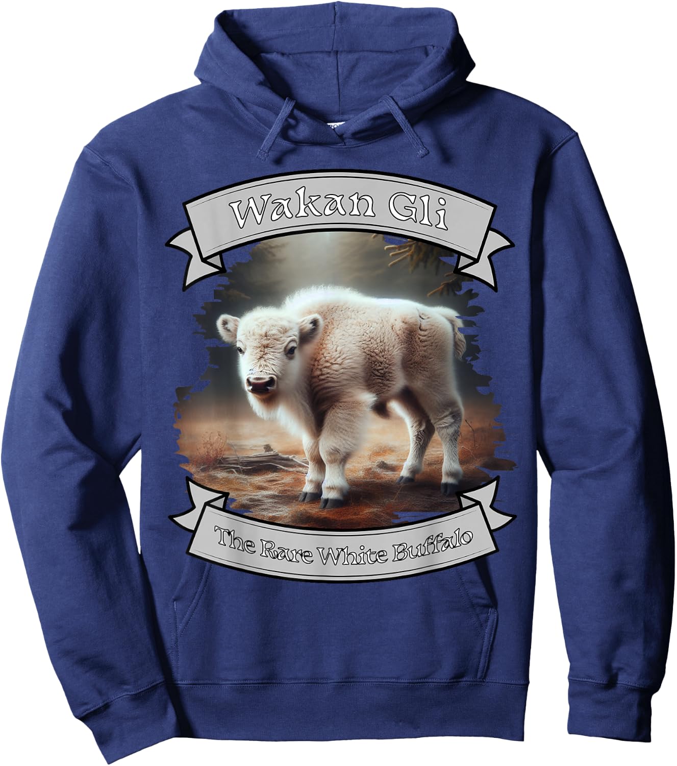 Rare White Buffalo Calf The Lakota Nation Prophecy Wakan Gli Hoodie - Hoodie | Navy