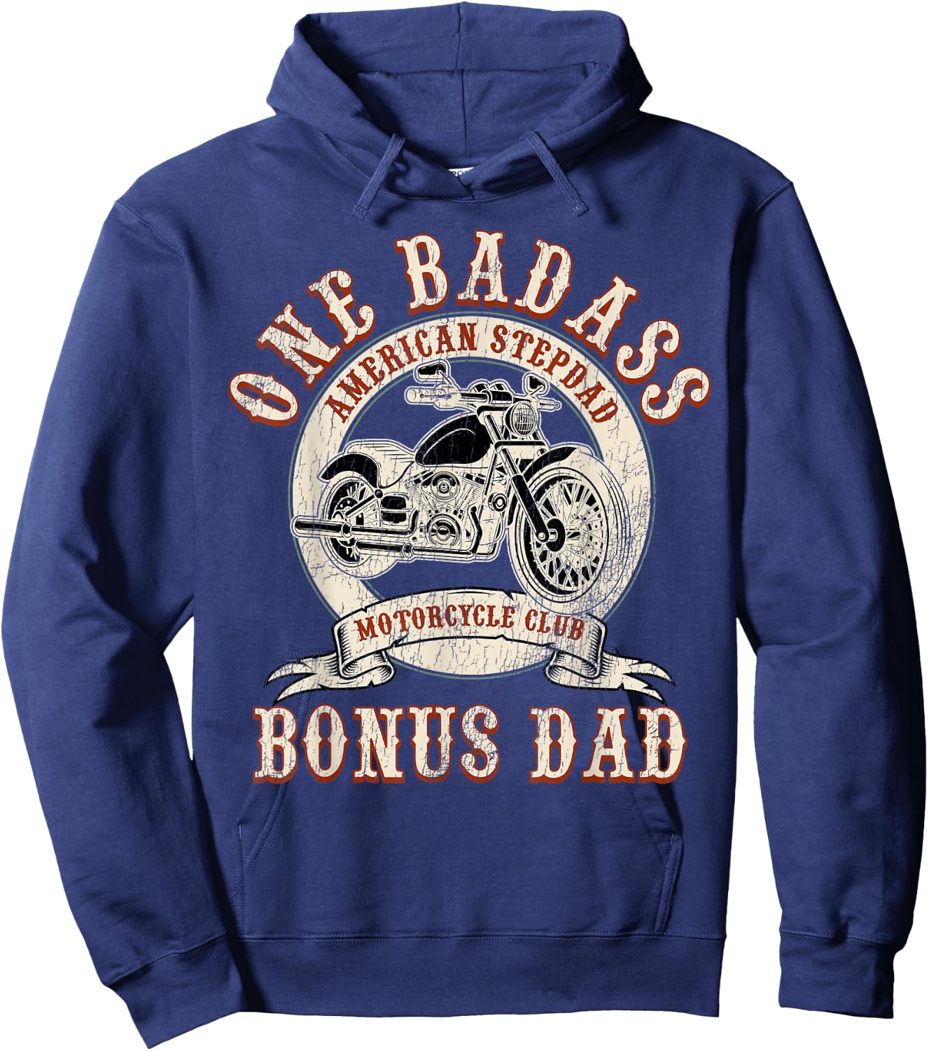 Father's Day Stepdad One Badass Bonus Dad Gift Motorcycle Hoodie - Hoodie | Navy