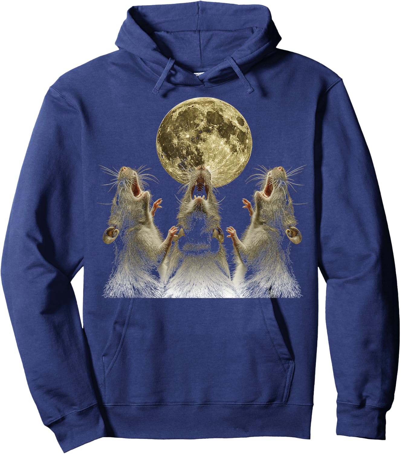 Rat Mouse Howling Moon Hoodie - Hoodie | Navy