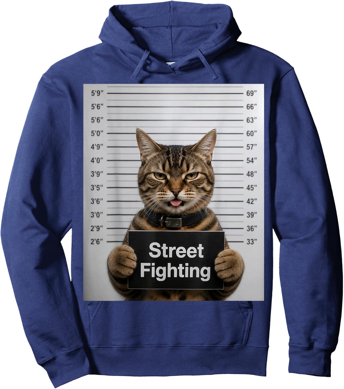 Street Fighting Funny Cat Humor for Kitten Pet Lovers Hoodie - Hoodie | Navy