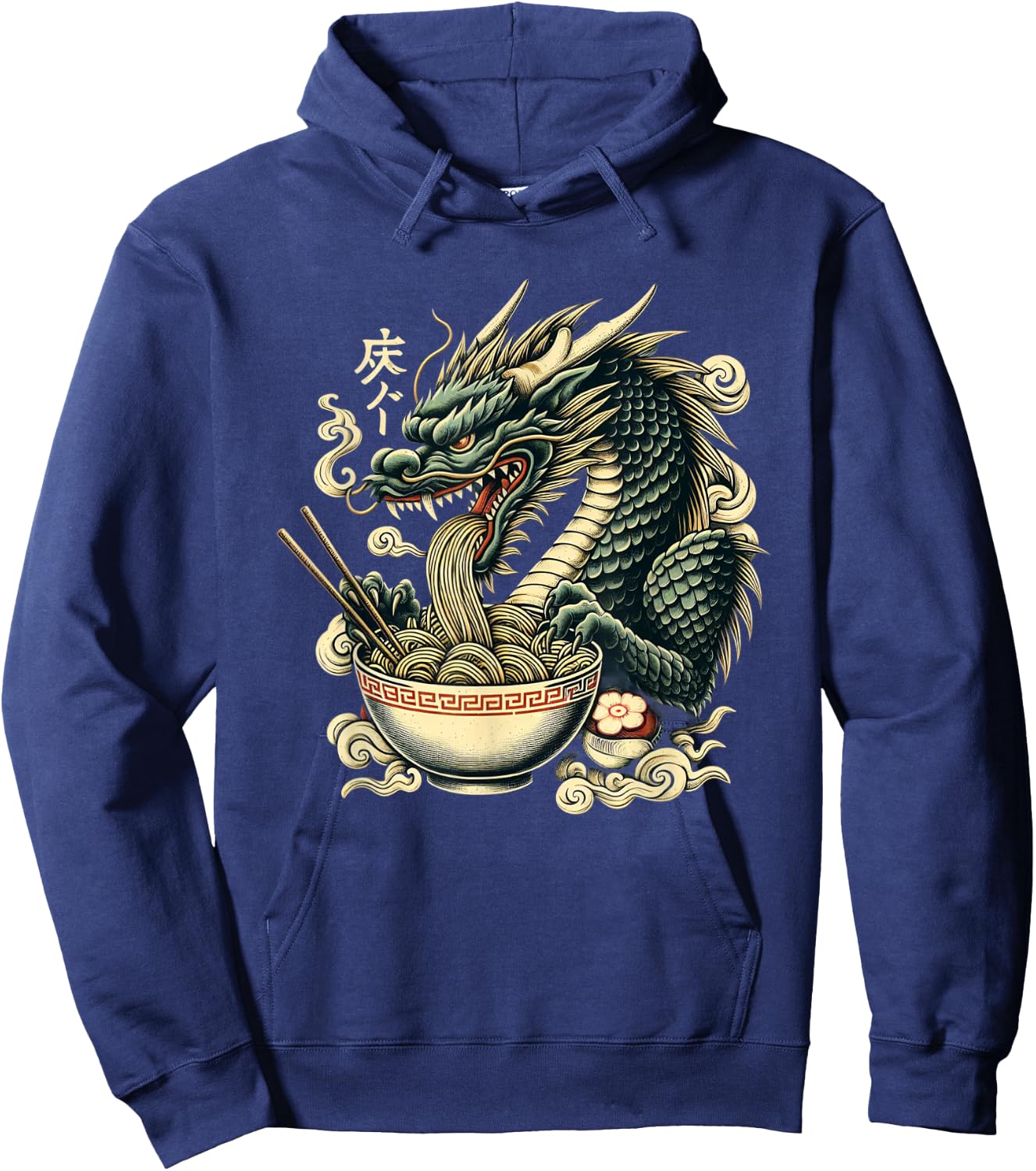 Dragon Ramen Kawaii Neko Japanese Noodles Aesthetic Hoodie - Hoodie | Navy