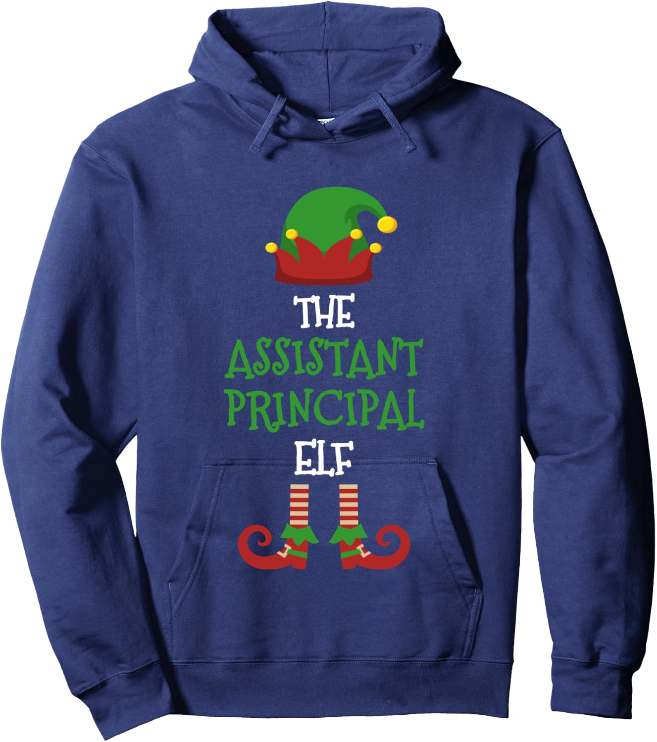 Assistant Principal Elf Matching Pajamas Christmas Teacher Hoodie - Hoodie | Navy