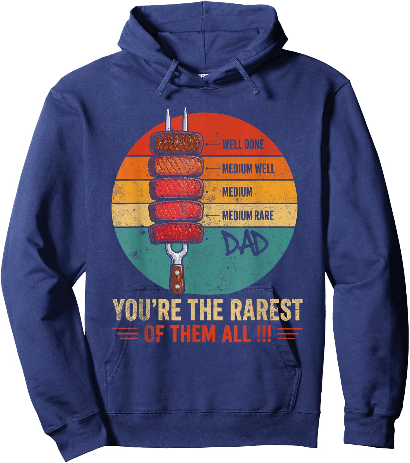 Rarest Dad Steak Doneness Grilling Humor Hoodie - Hoodie | Navy