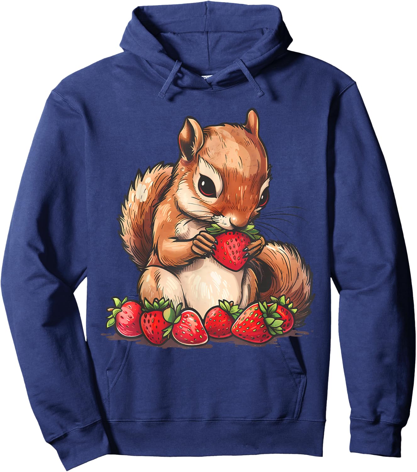 Strawberry Squirrel Artwork Strawberry Fruit Cute Squirrel Hoodie - Hoodie | Navy