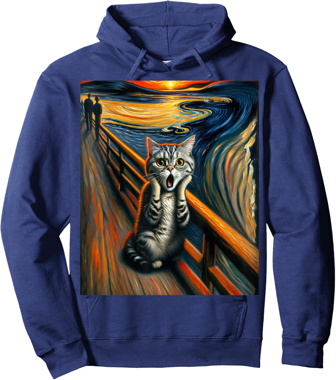 Expressionist Artsy Artistic American Shorthair Cat Hoodie - Hoodie | Navy