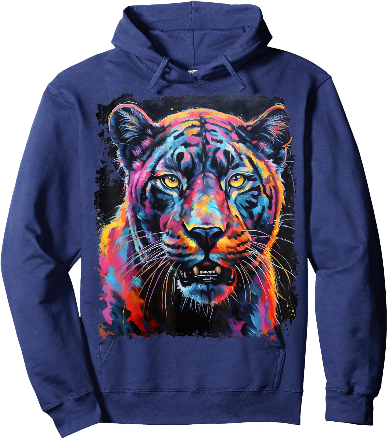 Pop Art Rainbow Panther Black Hoodie - Hoodie | Navy