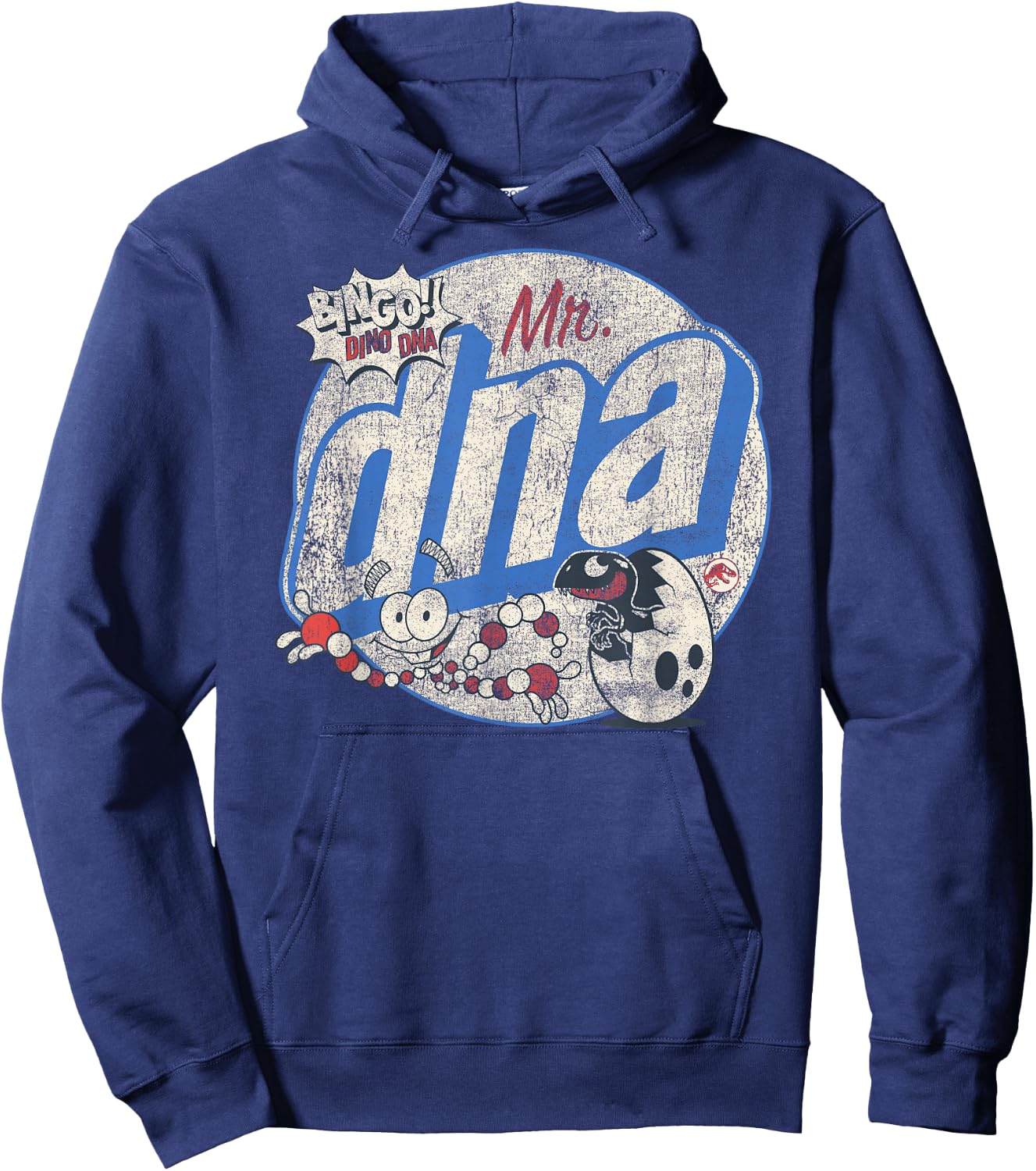 Jurassic World Retro Mr. DNA Bingo Dino Logo Small Hoodie - Hoodie | Navy