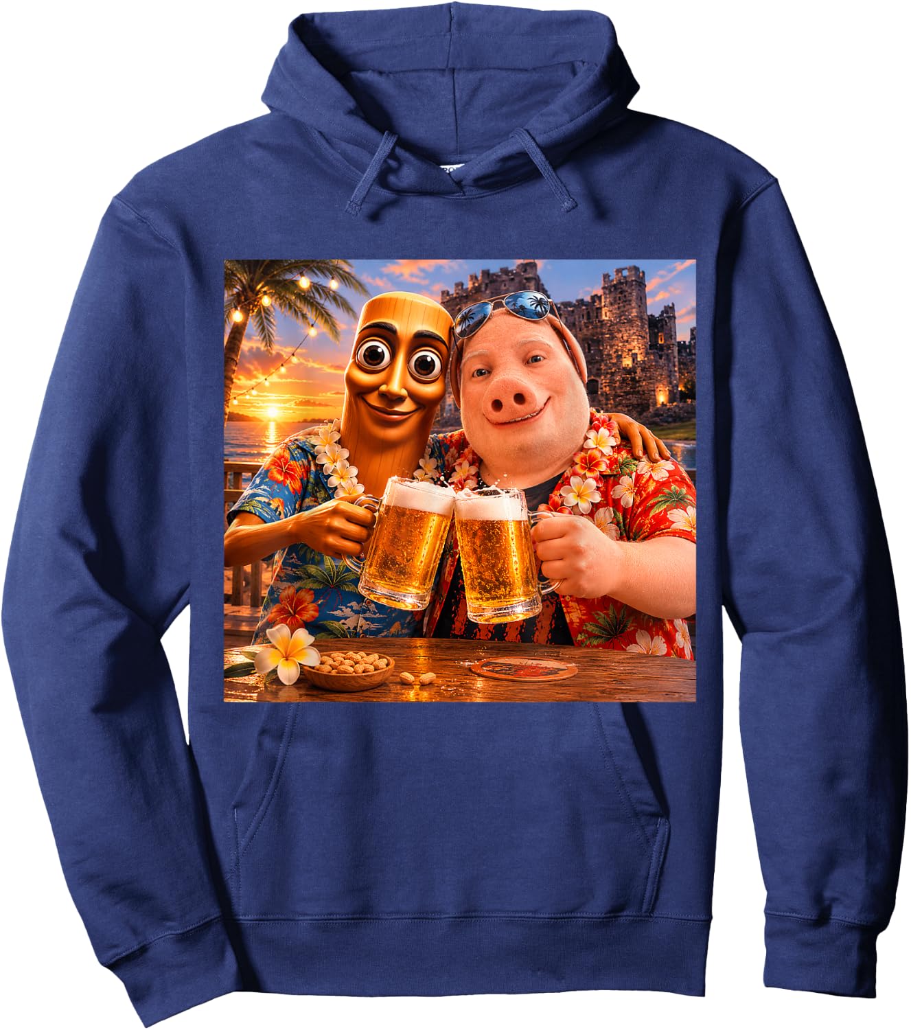 Bier Trinken am Strand, Sommerstimmung, Tung Sahur, Meme, John Pork Hoodie - Hoodie | Navy