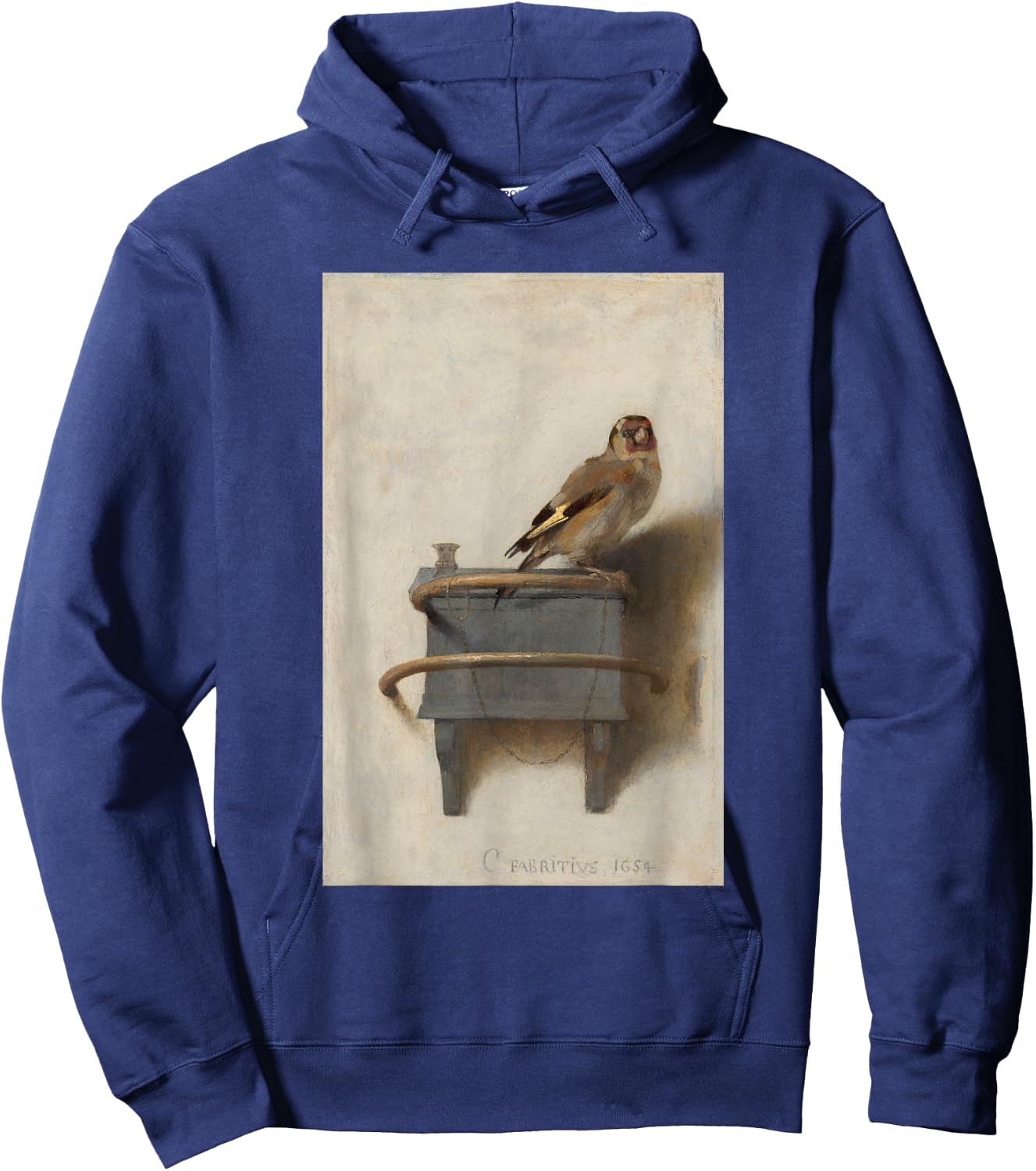 The Goldfinch by Carel Fabritius Bird Painting Fine Art Hoodie - Hoodie | Navy