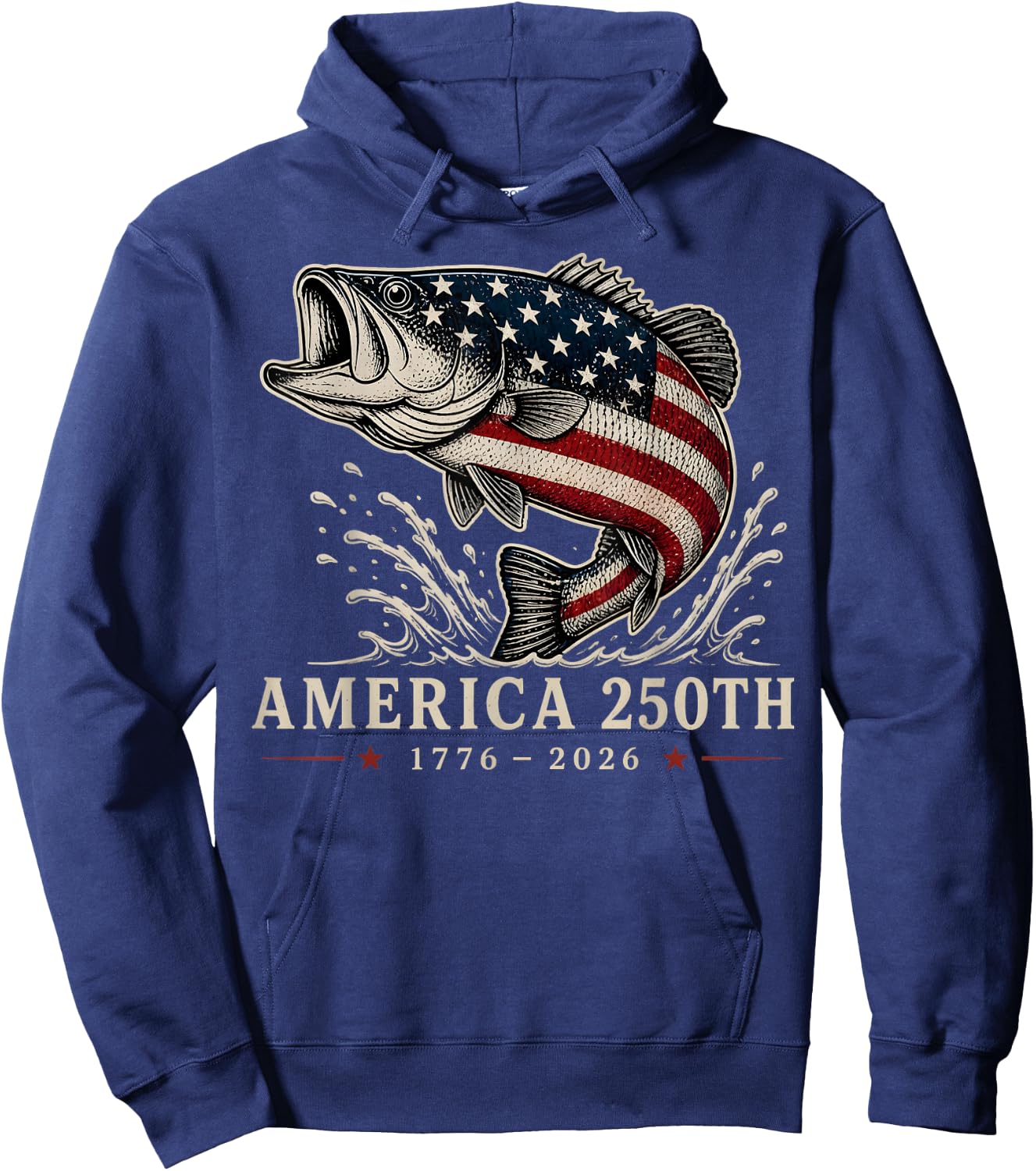 250 Years America 1776 2026 Fishing USA Flag 250th Birthday Hoodie - Hoodie | Navy
