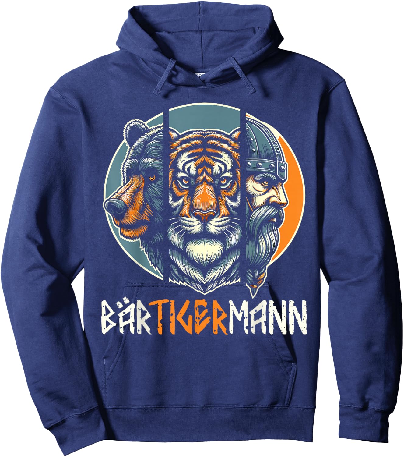 BÄRTIGERMANN Viking Beard Full Beard Tiger Man , black Hoodie - Hoodie | Navy
