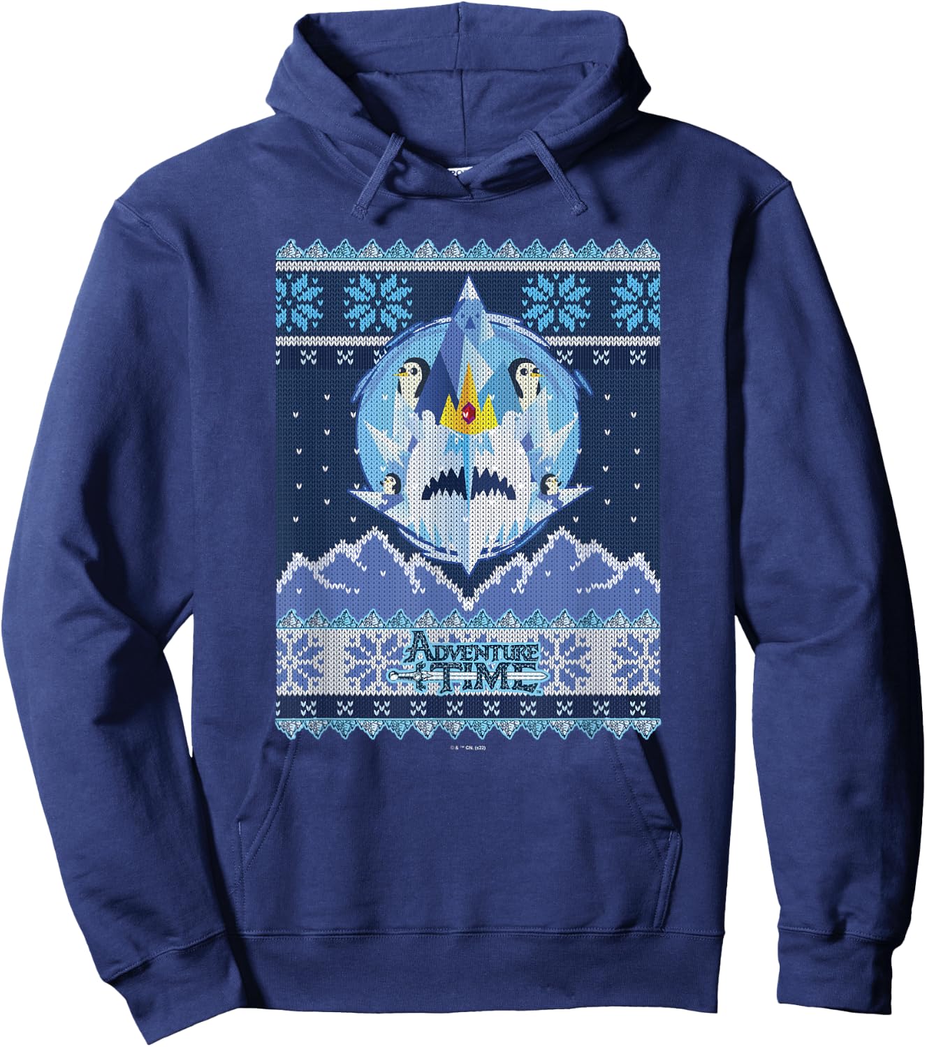 Adventure Time Christmas Ice King Ugly Sweater Hoodie - Hoodie | Navy