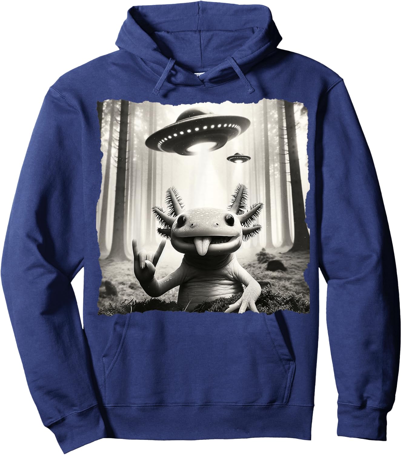 Funny Selfie Axolotl UFO. Axolotl And UFO Lover Hoodie - Hoodie | Navy