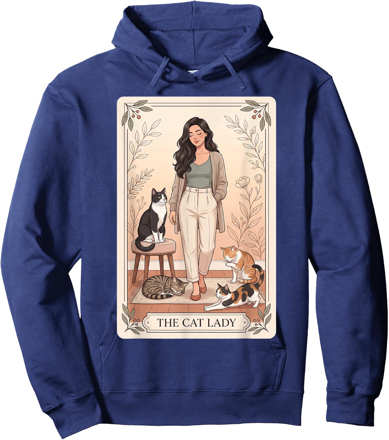 The Cat Lady – Witchy Gothic Tarot Cat Mom & Witch Cat Hoodie - Hoodie | Navy
