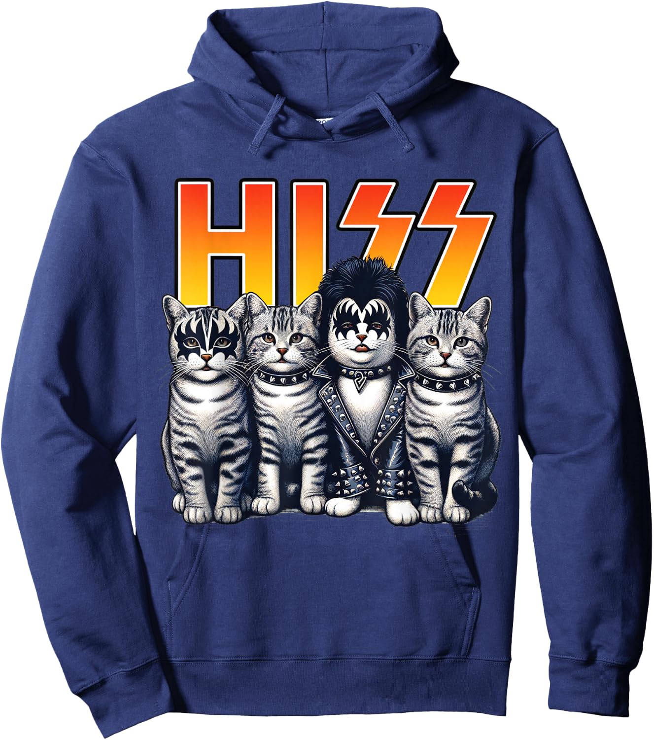 Cute Hiss Cats Rock Kittens Kitty Rocking Music Cat Lovers Hoodie - Hoodie | Navy