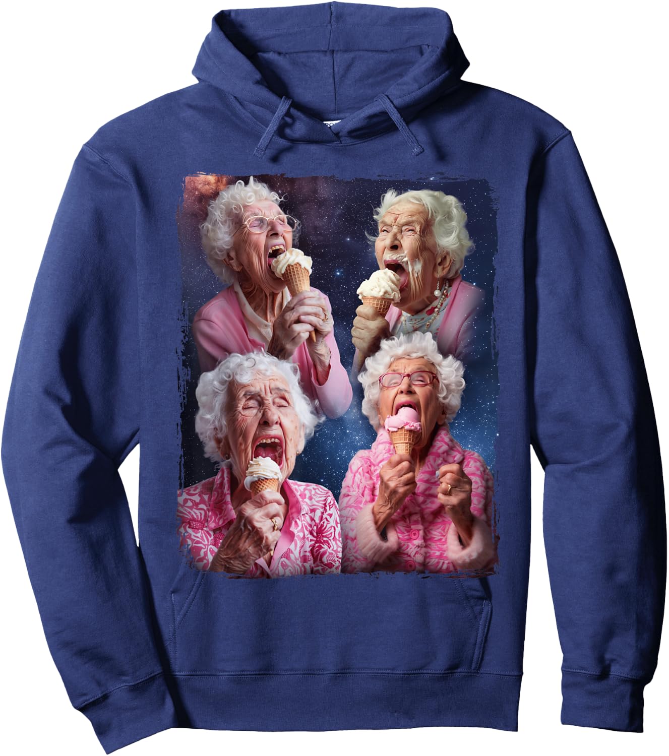 Grandma Licking Ice Cream Hoodie - Hoodie | Navy